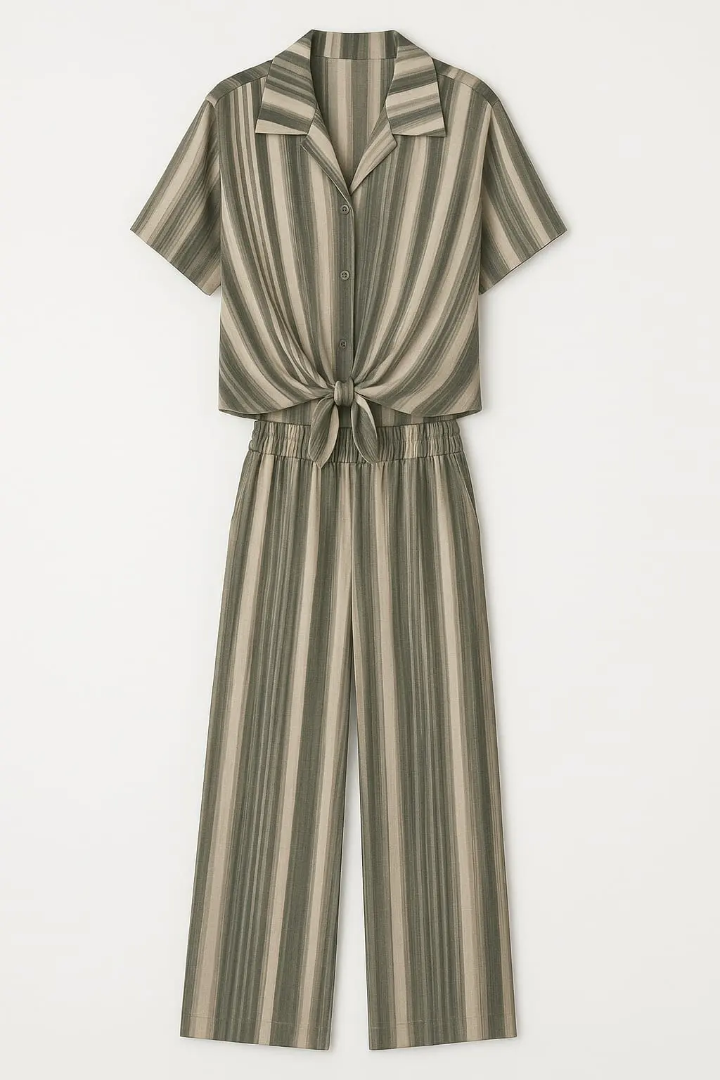 Completo stampato con camicia con nodo e pantaloni con bustino elastico - Image 3