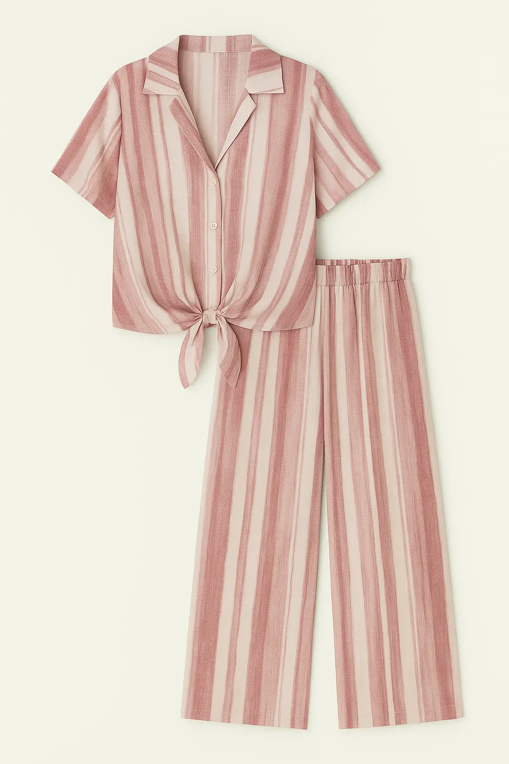 Completo stampato con camicia con nodo e pantaloni con bustino elastico - Image 4