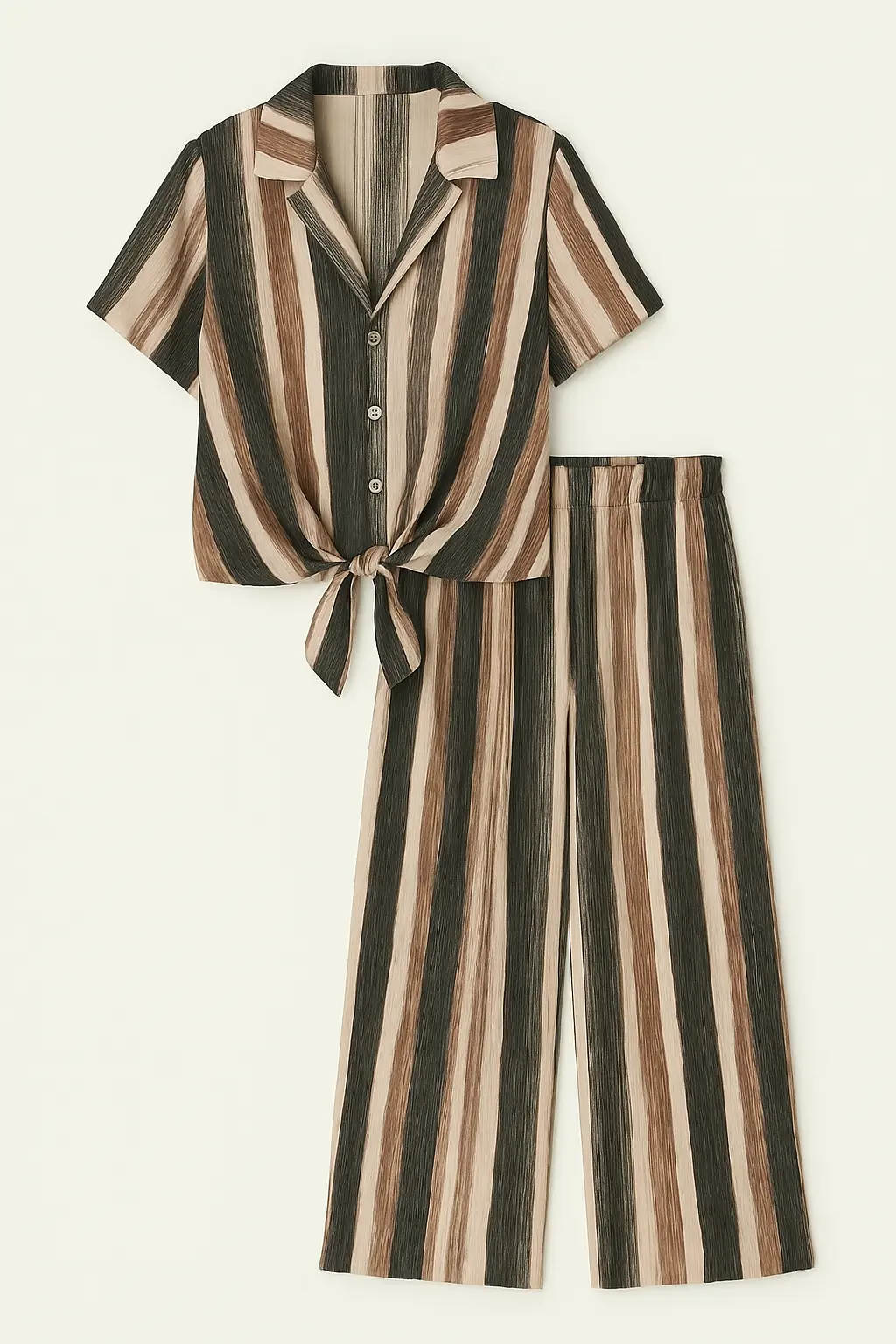 Completo stampato con camicia con nodo e pantaloni con bustino elastico - Image 5