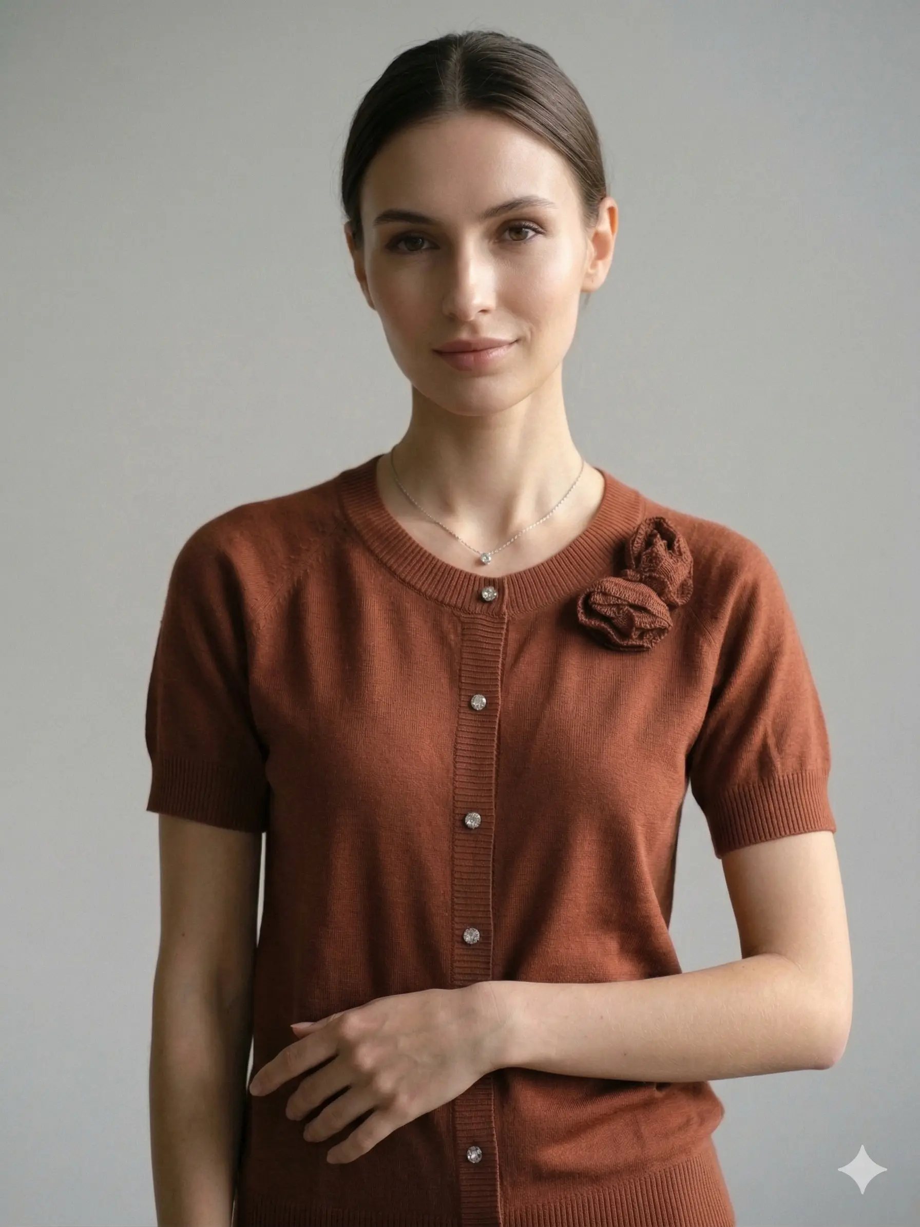 Finto cardigan con rose - Image 4