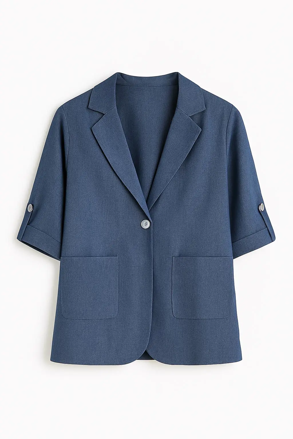 Giacca maniche a tre quarti con risvolto in chambray - Image 2