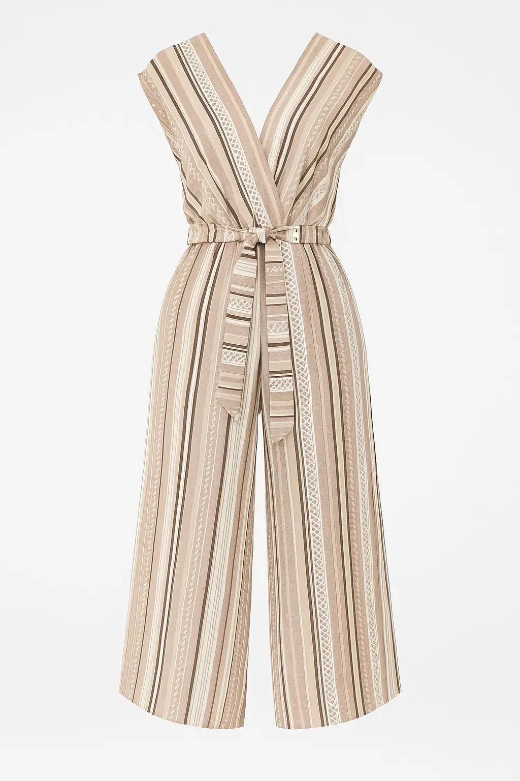 Jumpsuit ampia con scollo a "V" incrociato e fusciacca in vita - Image 8