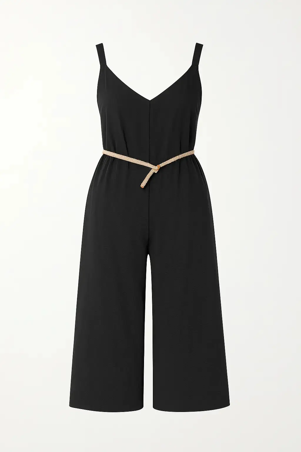 Jumpsuit con scollo a "V" e cinturino in vita - Image 5