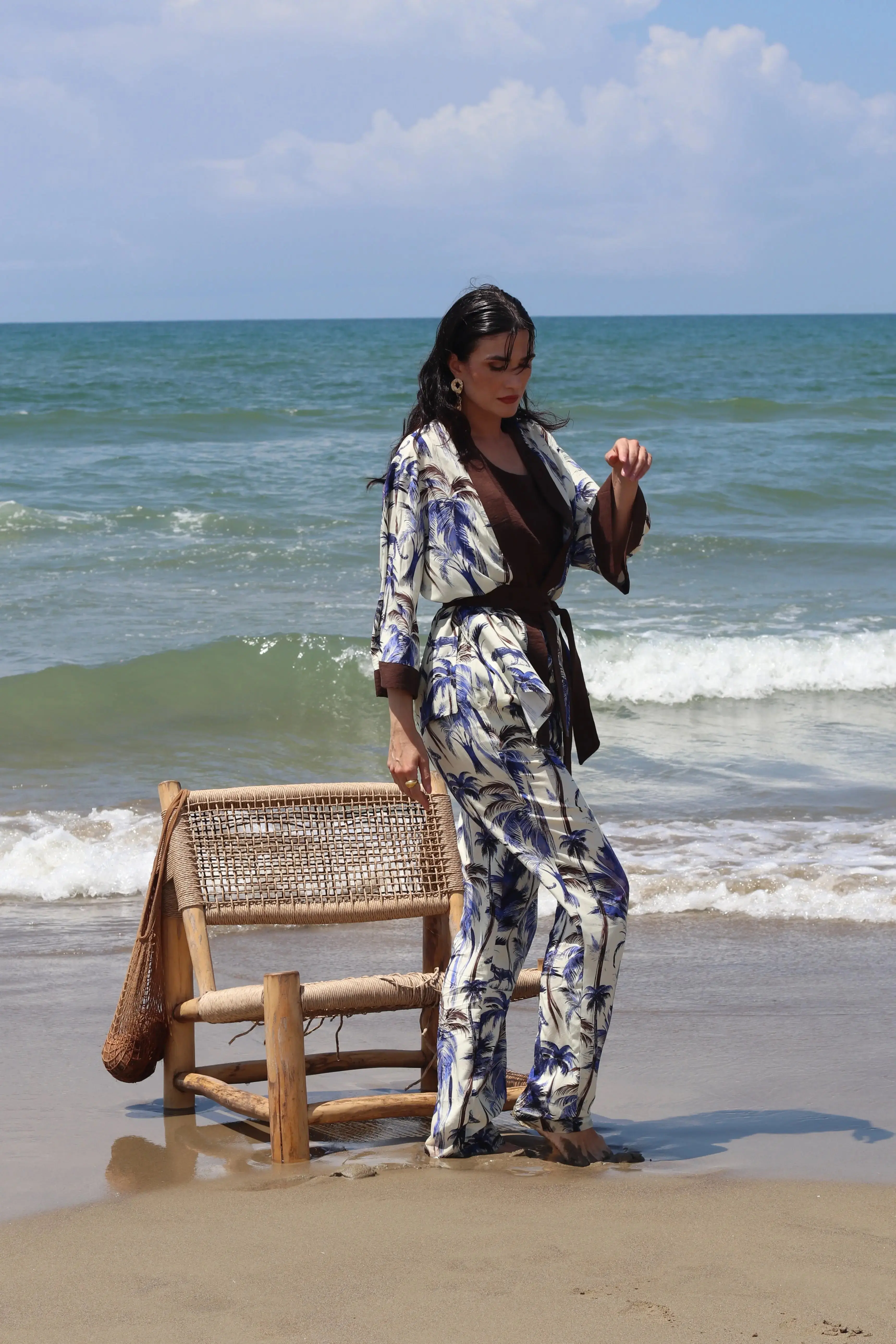 Kimono in fantasia jungle con fusciacca - Image 5