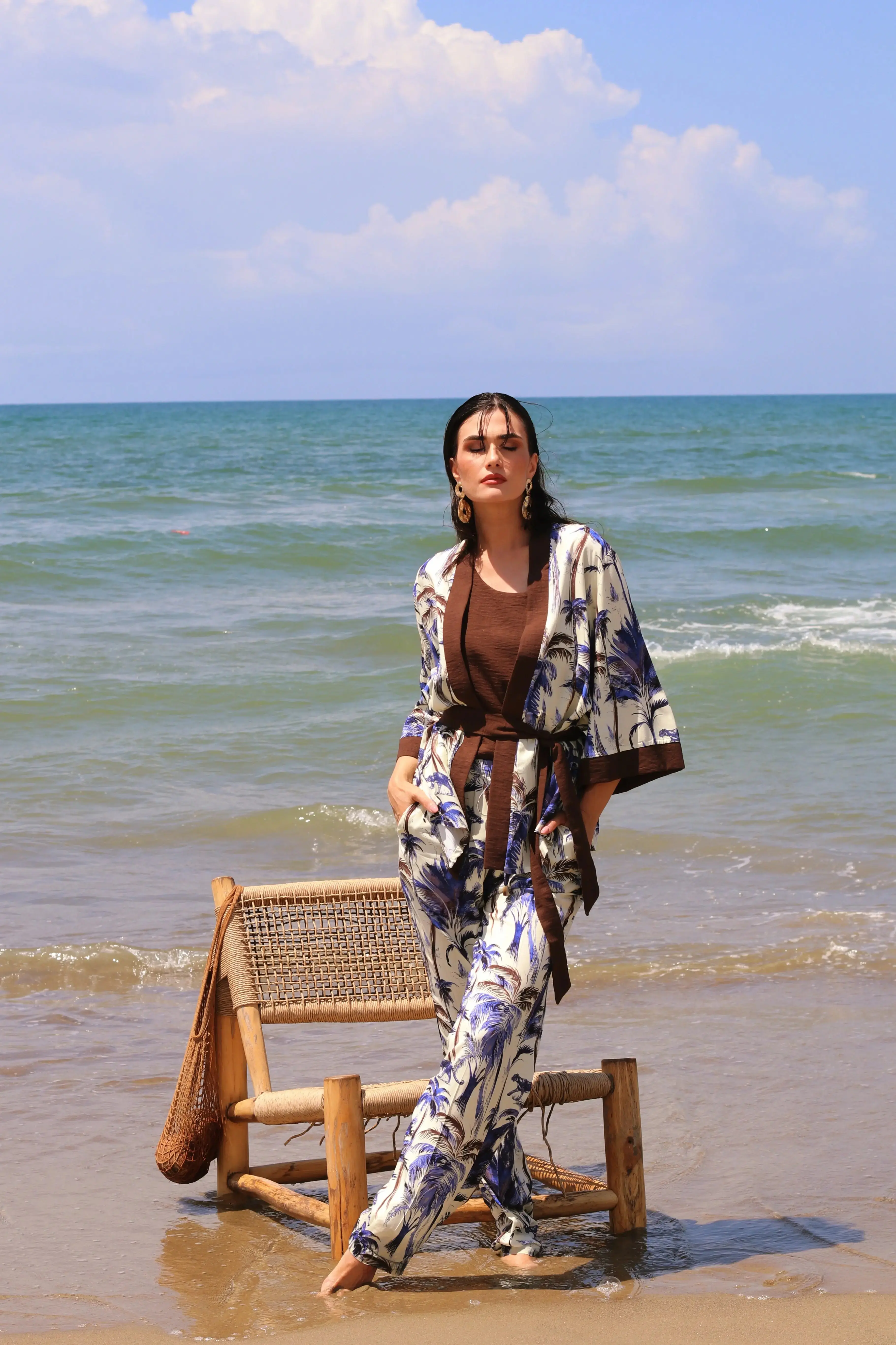 Kimono in fantasia jungle con fusciacca - Image 6