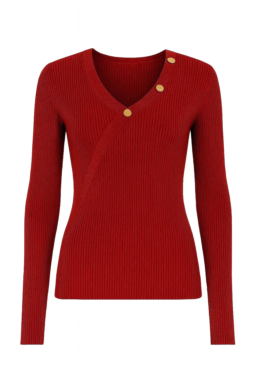 Maglia a costine con bottoni decorativi