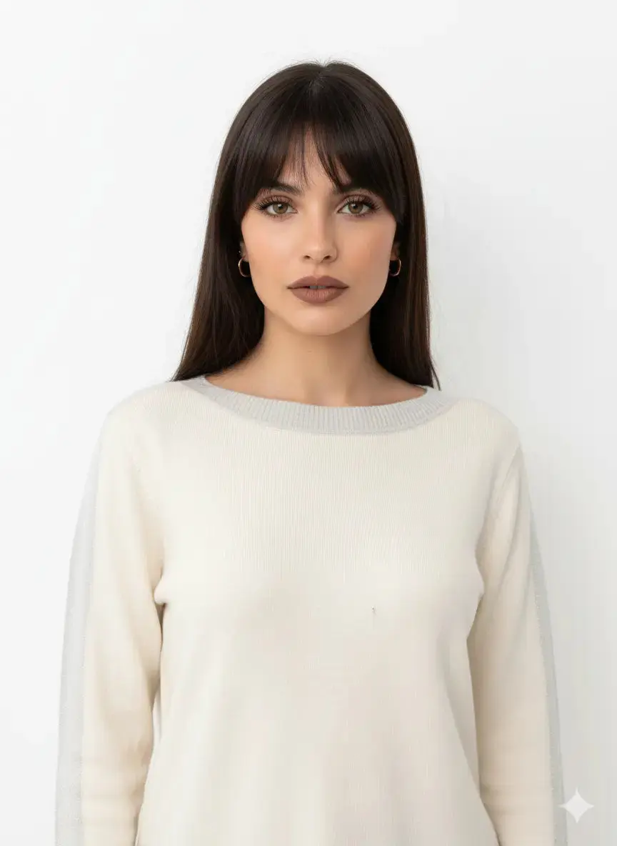 Maglia con scollo a barca con profili in lurex - Image 5