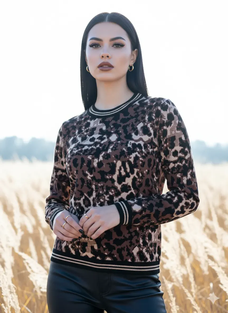 Maglia girocollo animalier - Image 9