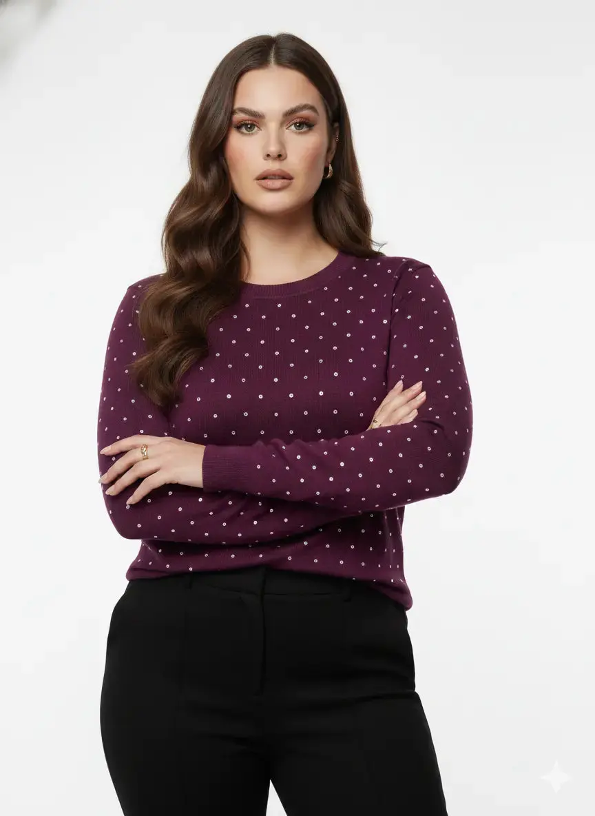 Maglia girocollo con dettagli strass - Image 4