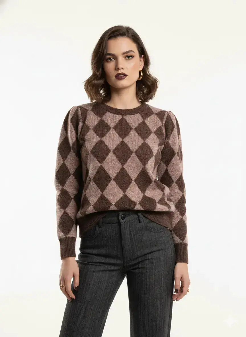 Maglia girocollo con rombi - Image 6