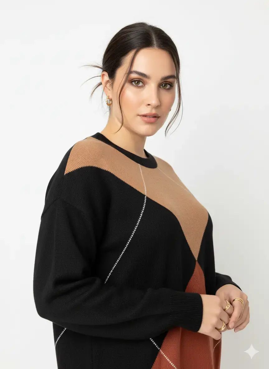 Maglia girocollo con rombi - Image 2