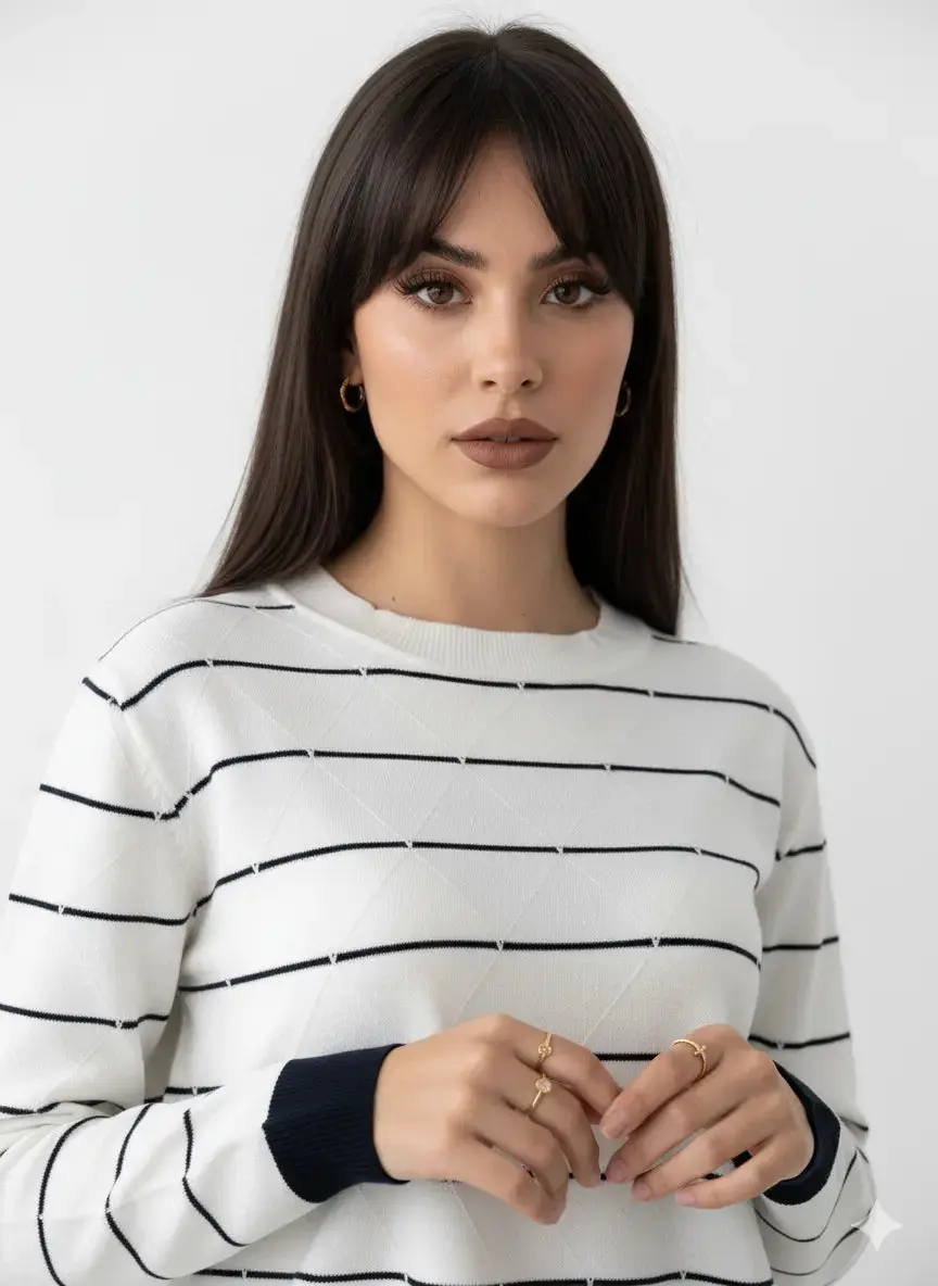 Maglia girocollo con rombi a rilievo - Image 2
