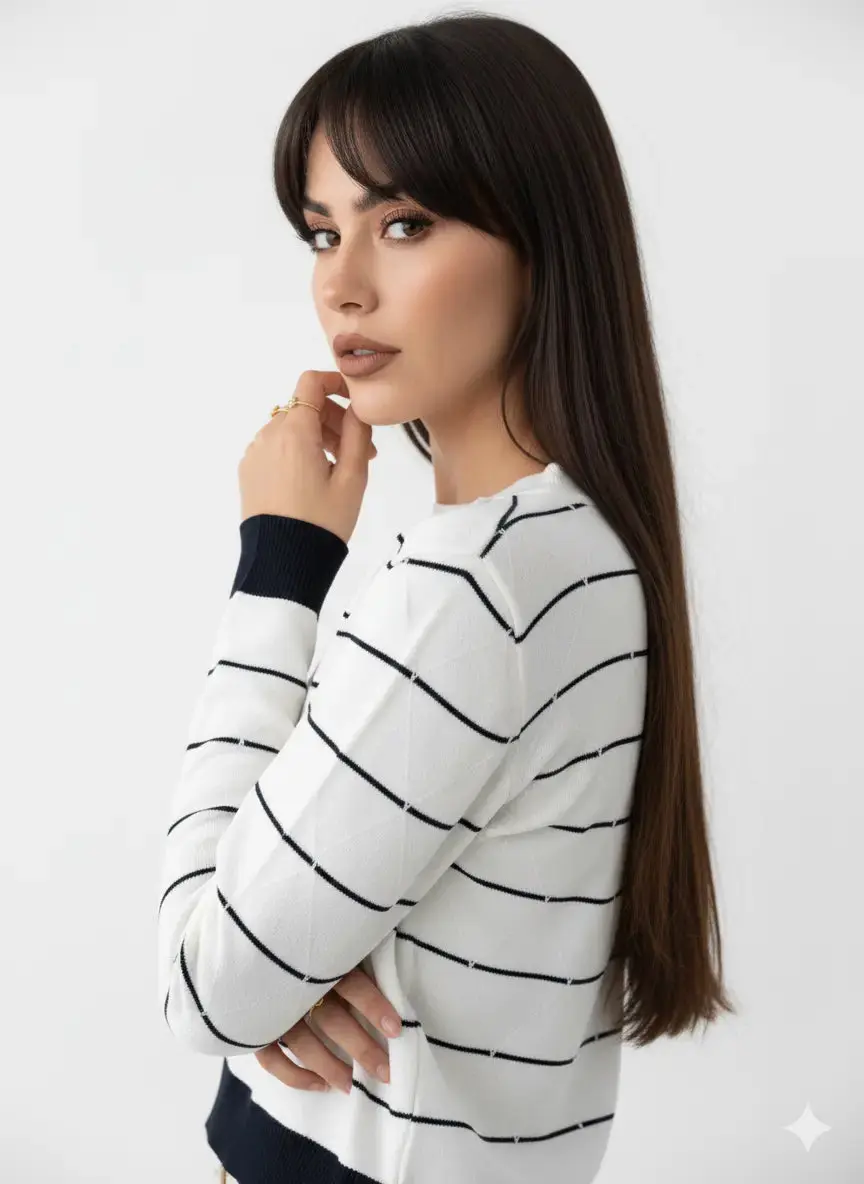 Maglia girocollo con rombi a rilievo - Image 6