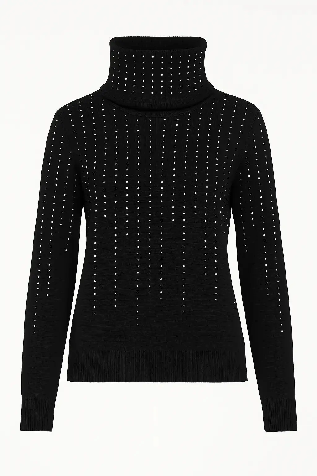 Maglia girocollo con strass e collo removibile