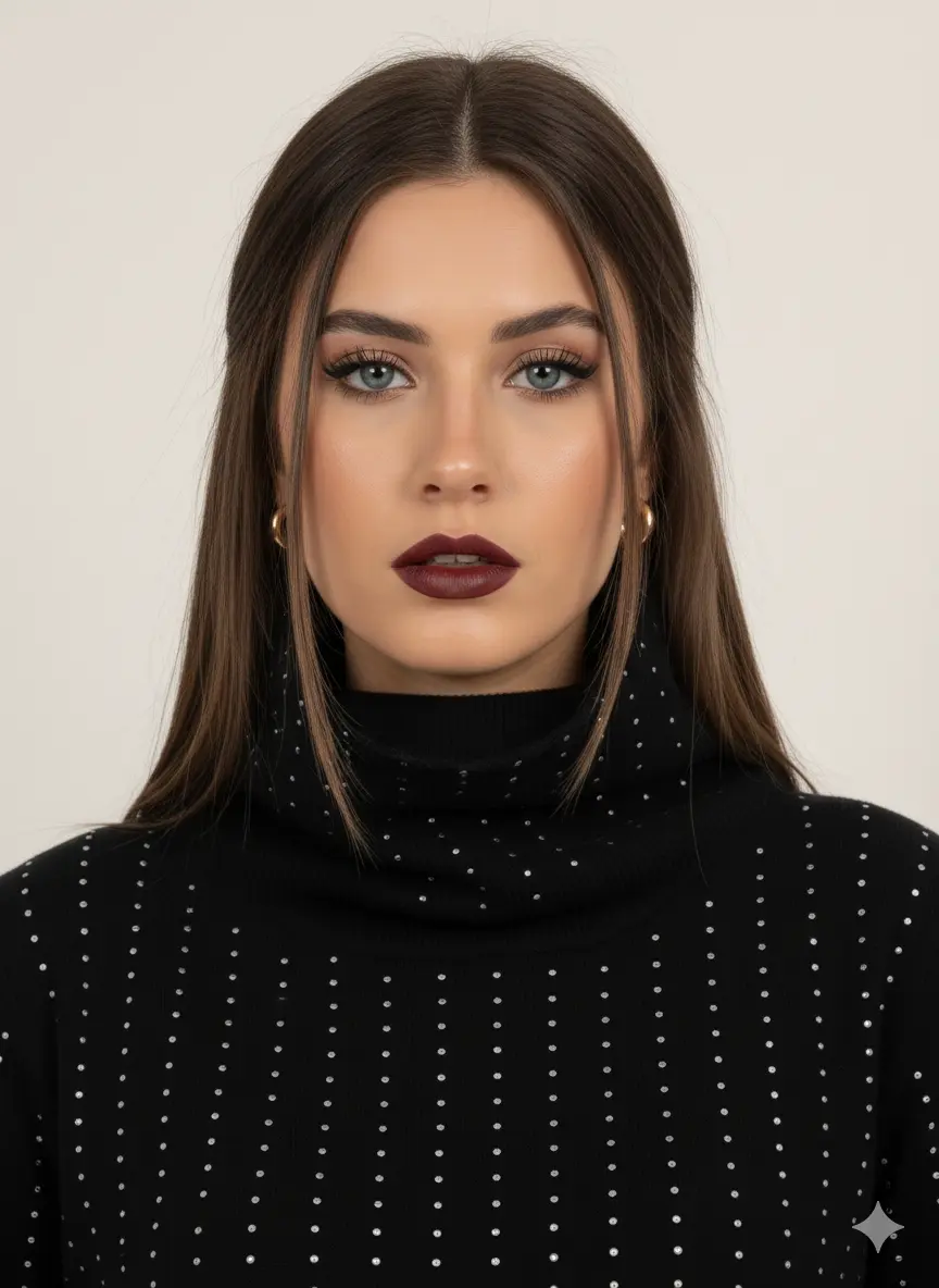 Maglia girocollo con strass e collo removibile - Image 5