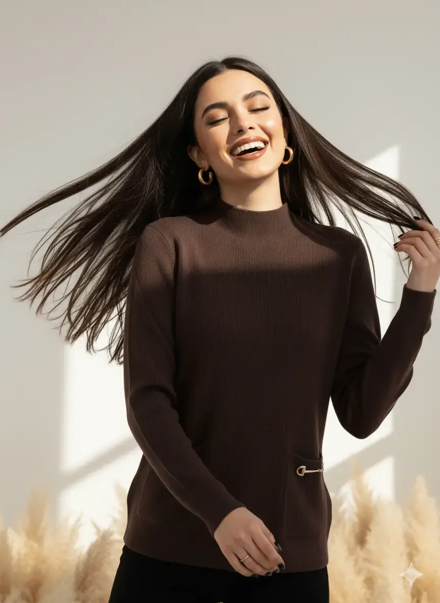 Maglia lupetto a costina con accessori - Image 3