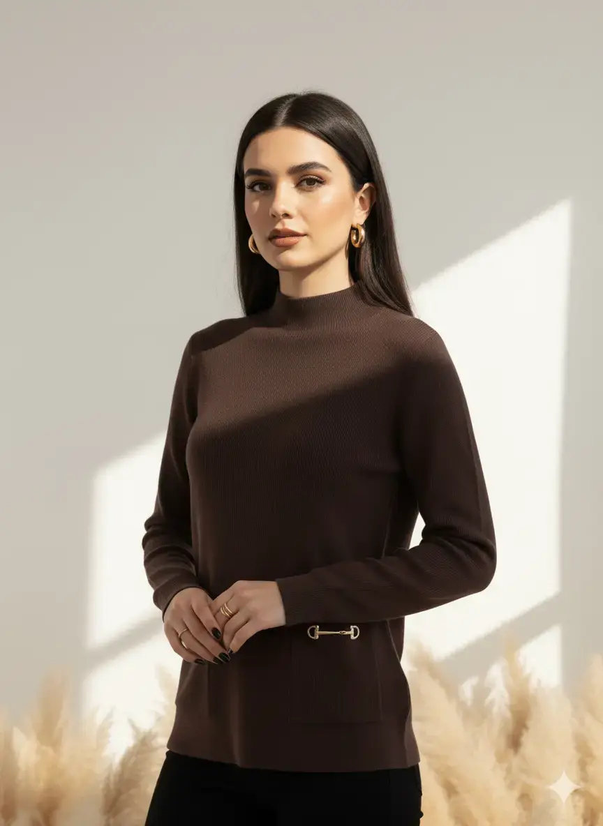 Maglia lupetto a costina con accessori - Image 5