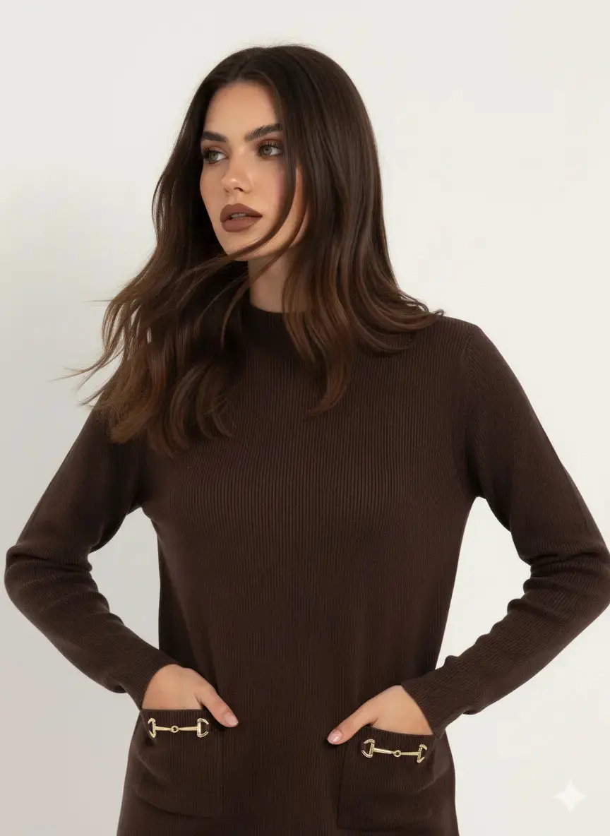 Maglia lupetto a costina con accessori - Image 6
