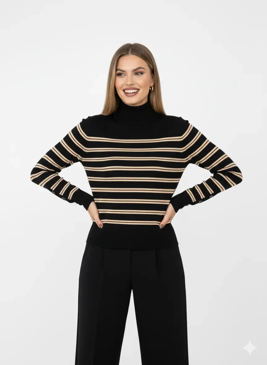 Maglia lupetto a righe - Image 9