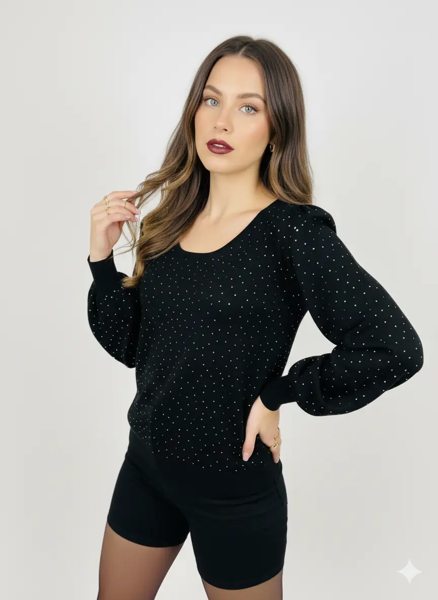 Maglia scollo madonna con applicazioni strass - Image 16