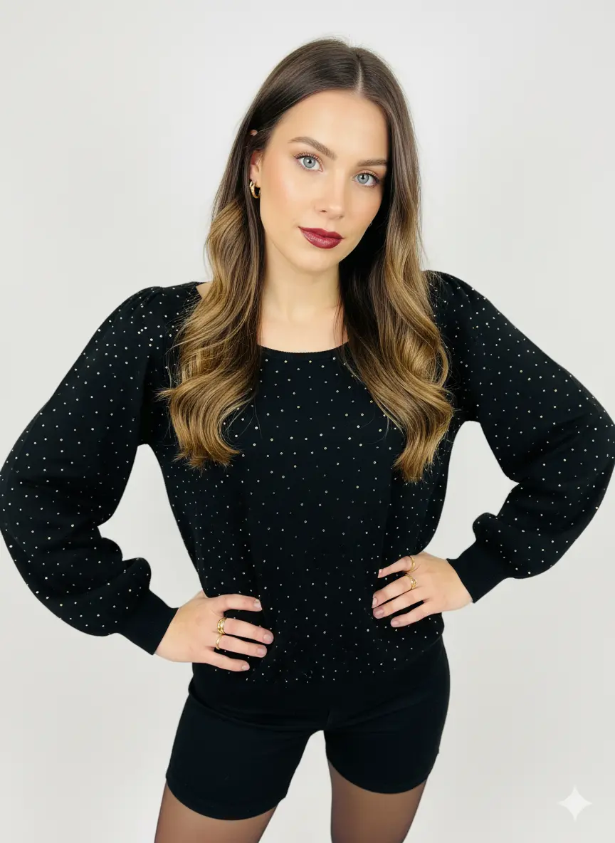 Maglia scollo madonna con applicazioni strass - Image 17