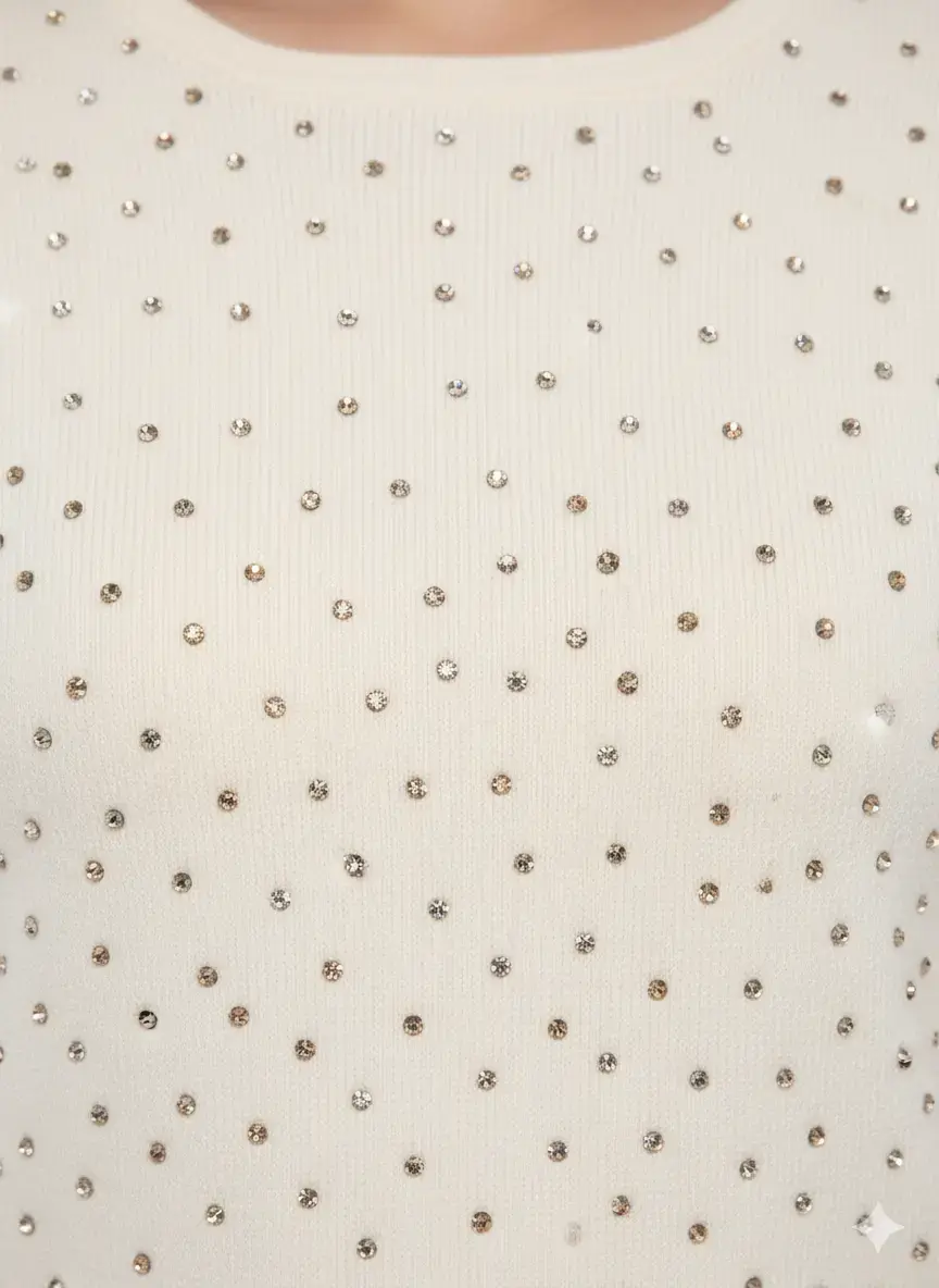 Maglia scollo madonna con applicazioni strass - Image 8