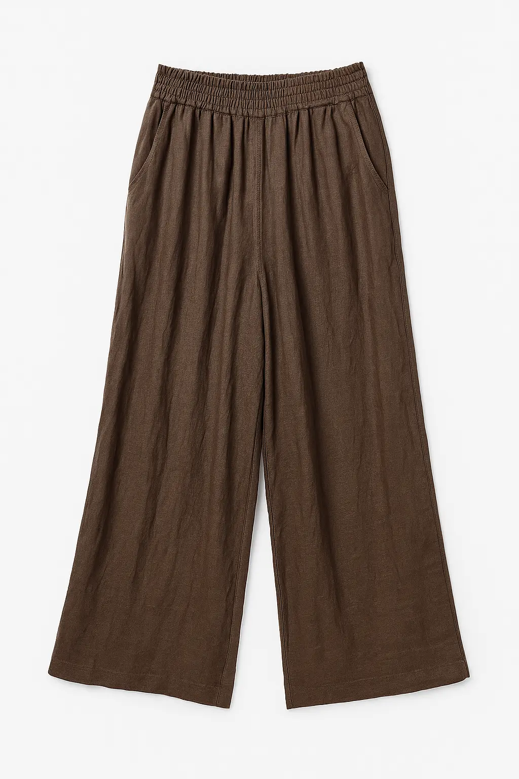 Pantalone a palazzo con vita elastica in tessuto bollito - Image 3