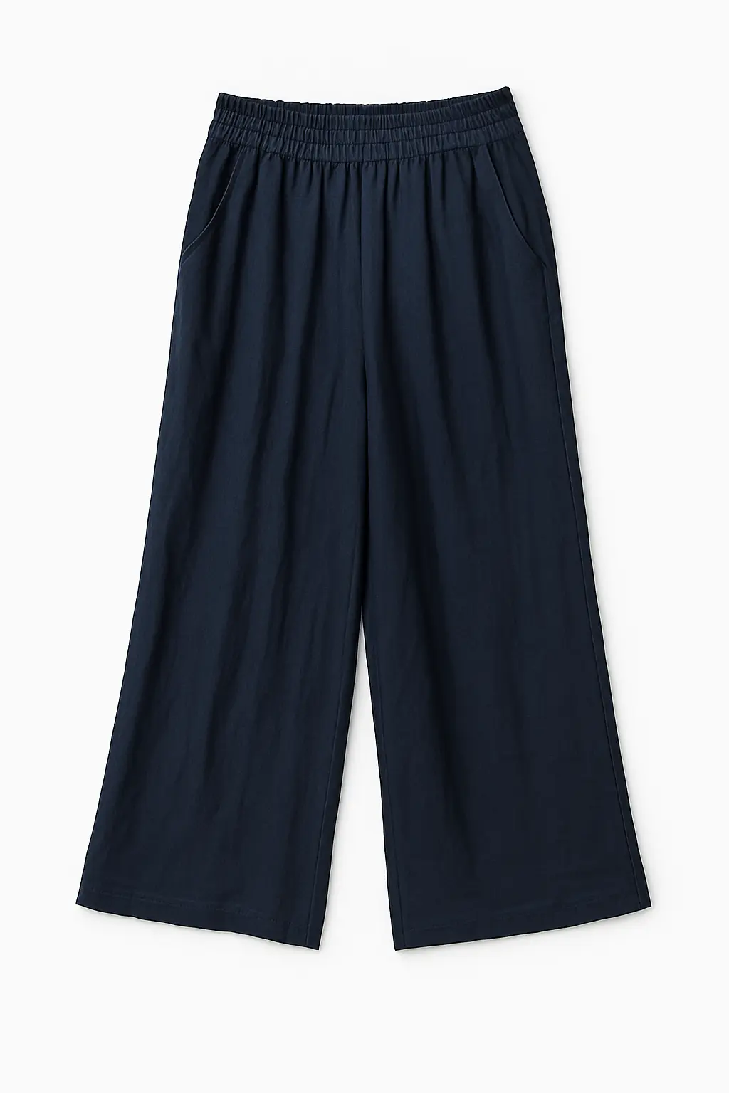 Pantalone a palazzo con vita elastica in tessuto bollito - Image 5