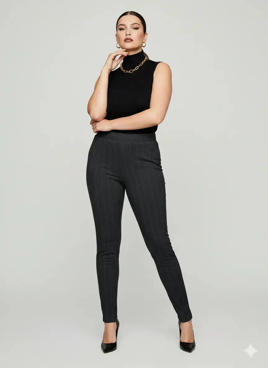 Pantalone gamba dritta effetto jeans spigato - Image 3