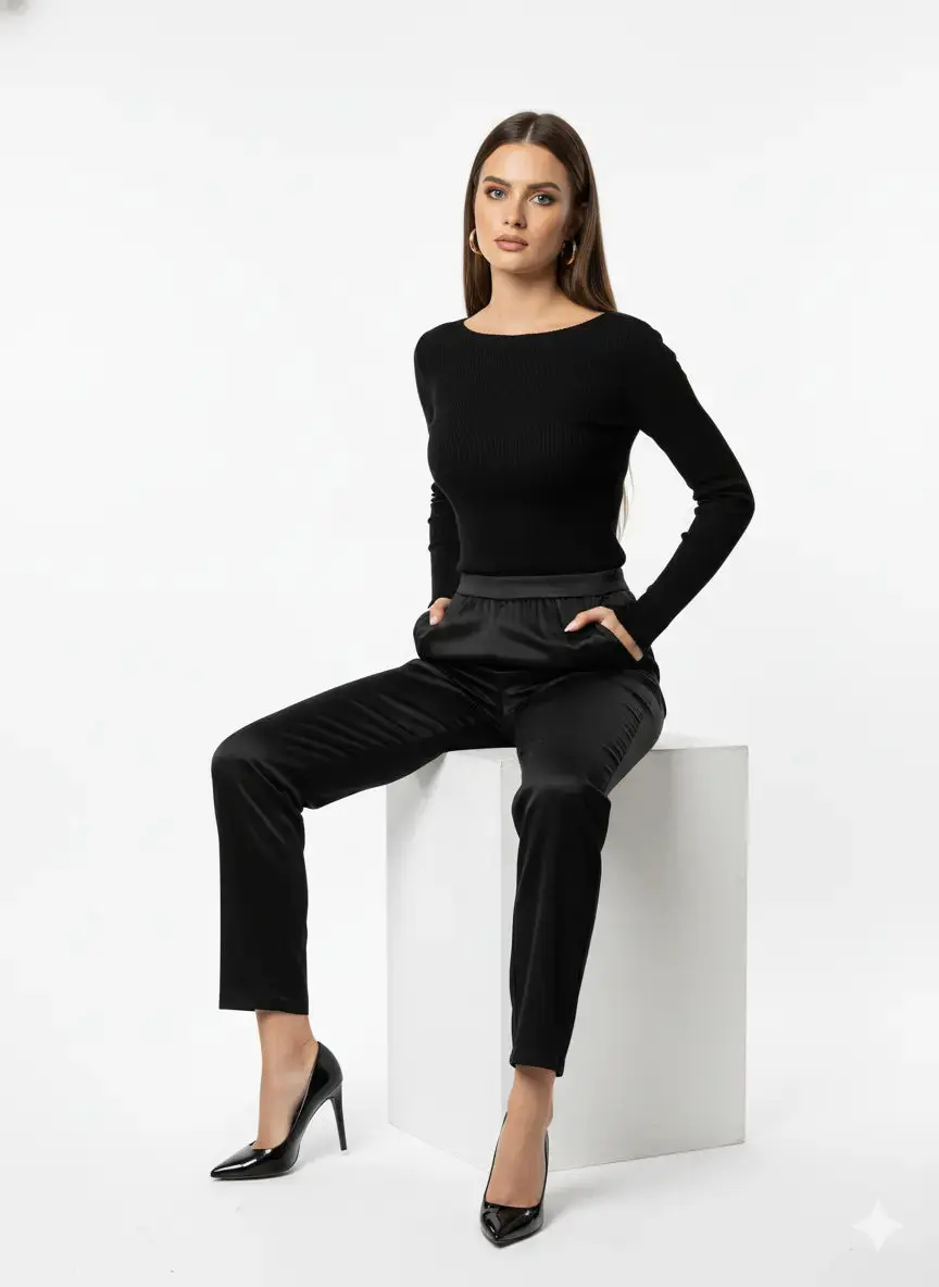 Pantalone in raso a gamba dritta - Image 4