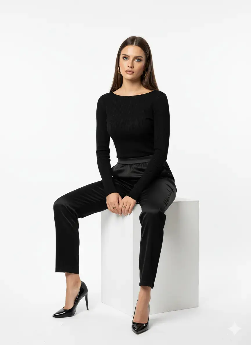 Pantalone in raso a gamba dritta - Image 5