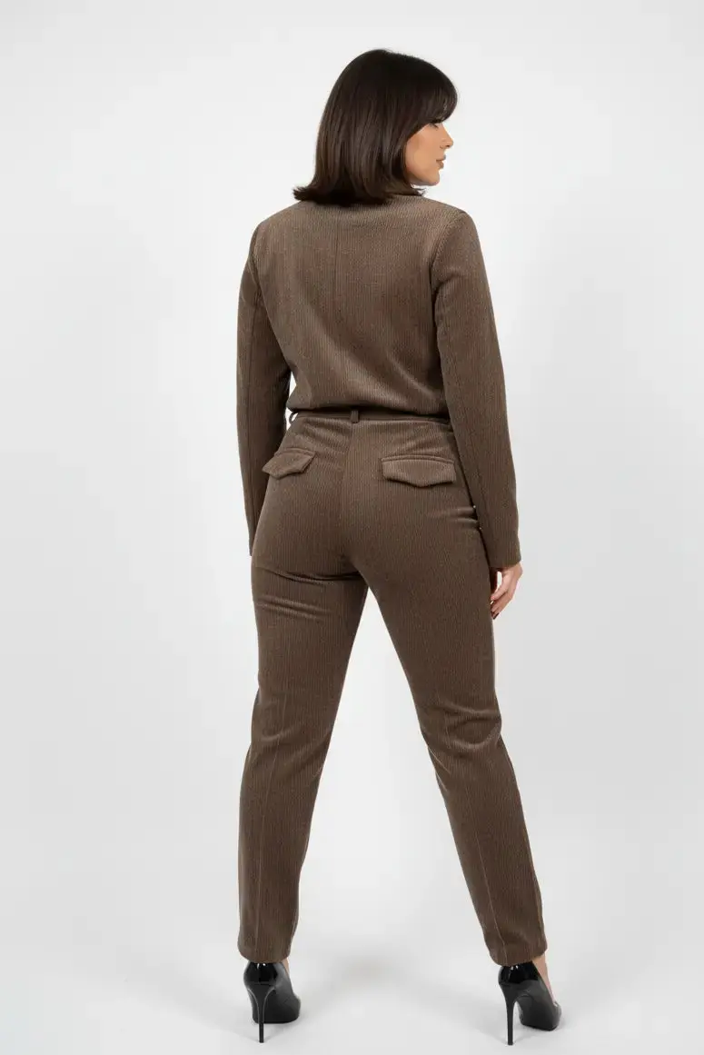 Pantalone mille righe con zip e bustino - Image 3