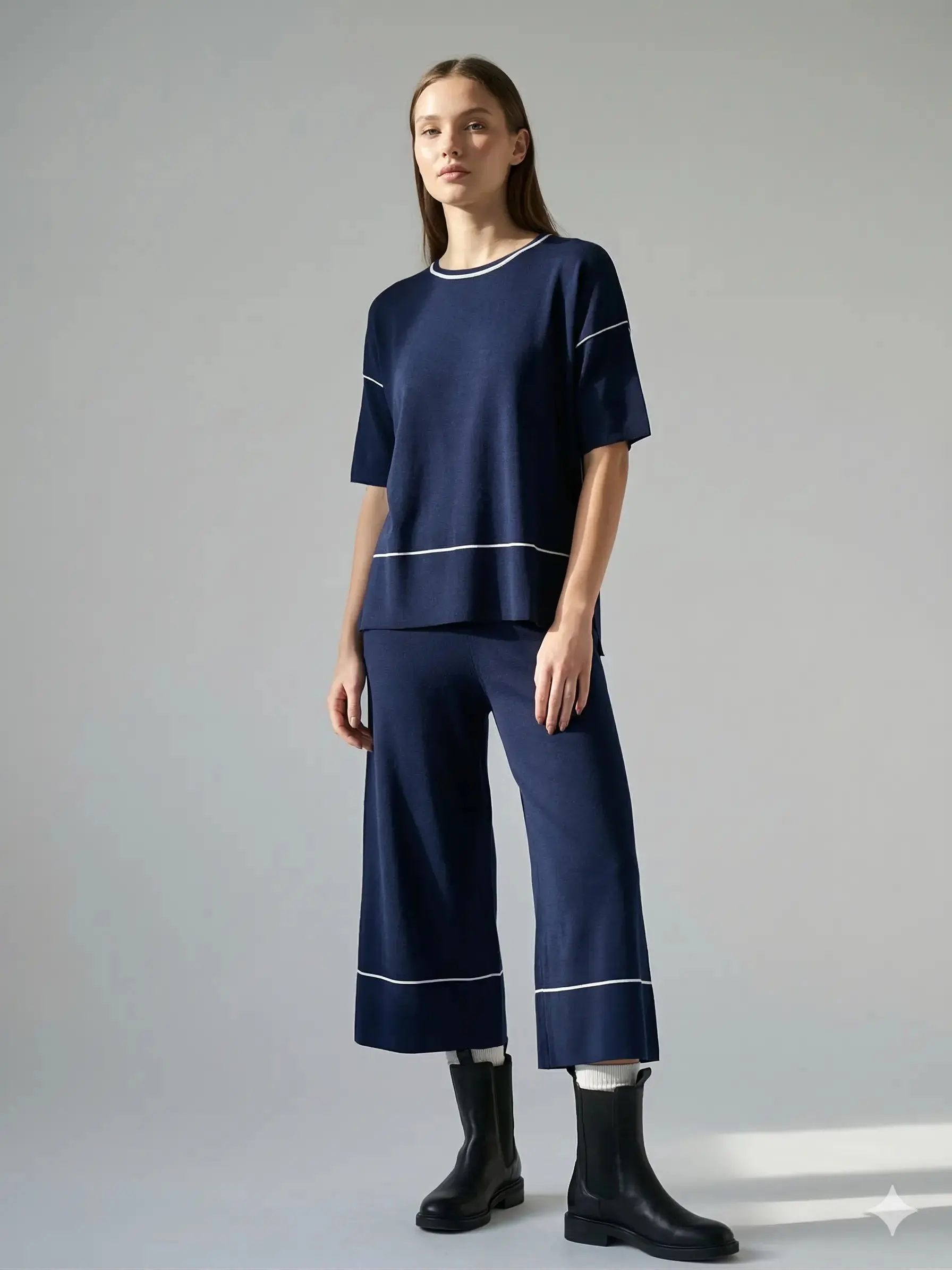 Pantalone profili a contrasto vaniglia - Image 3