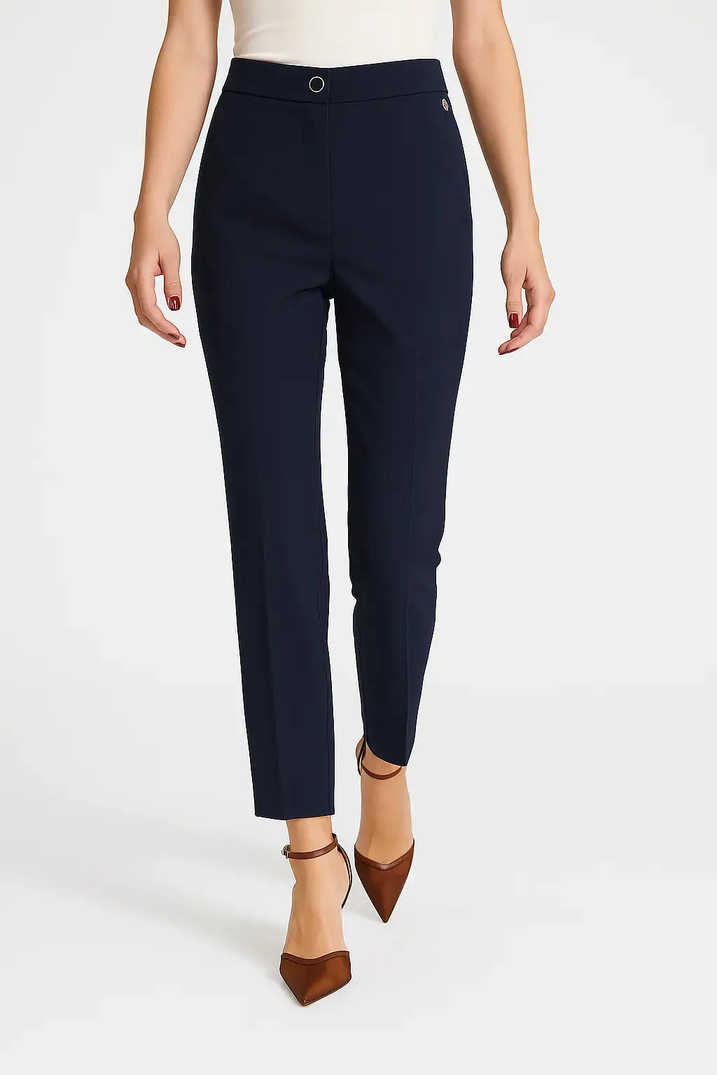 Pantalone sigaretta con bustino e bottone - Image 2