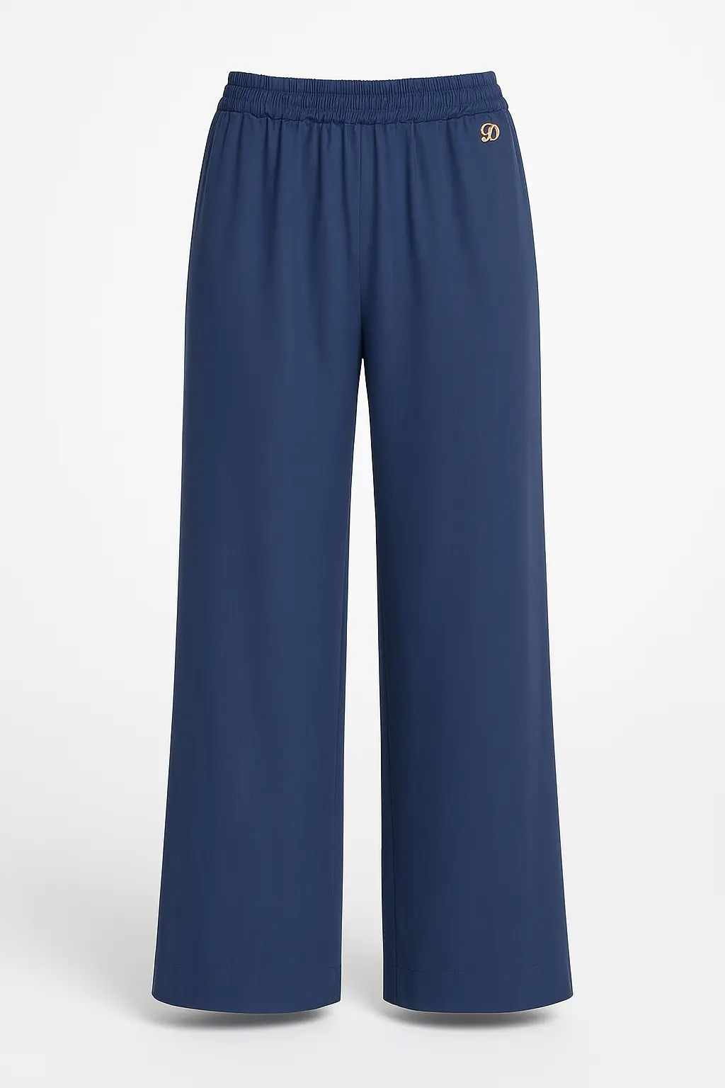 Pantaloni a palazzo con bustino elastico in tencel BLU