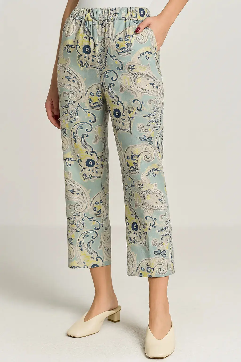 Pantaloni stampati con tasche e vita elastica - Image 3