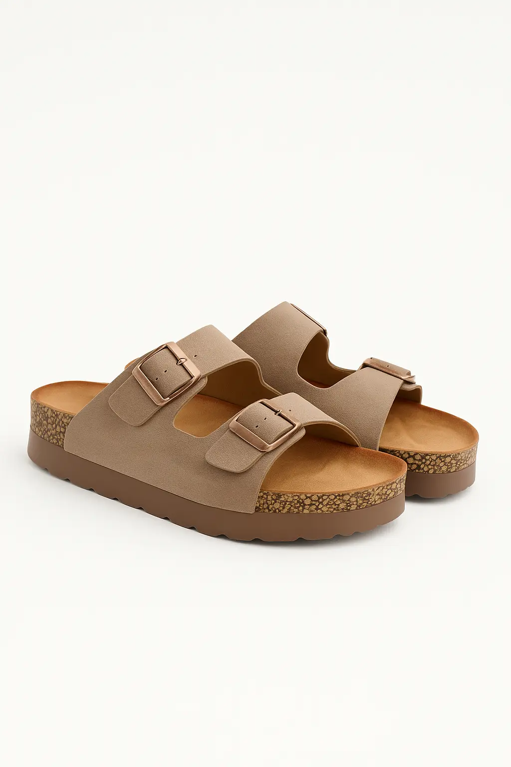 Sandalo con para alta in suede con doppia fibbia