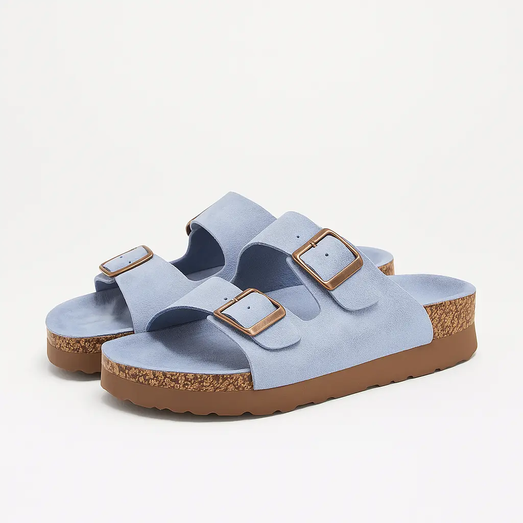 Sandalo con para alta in suede con doppia fibbia - Image 3