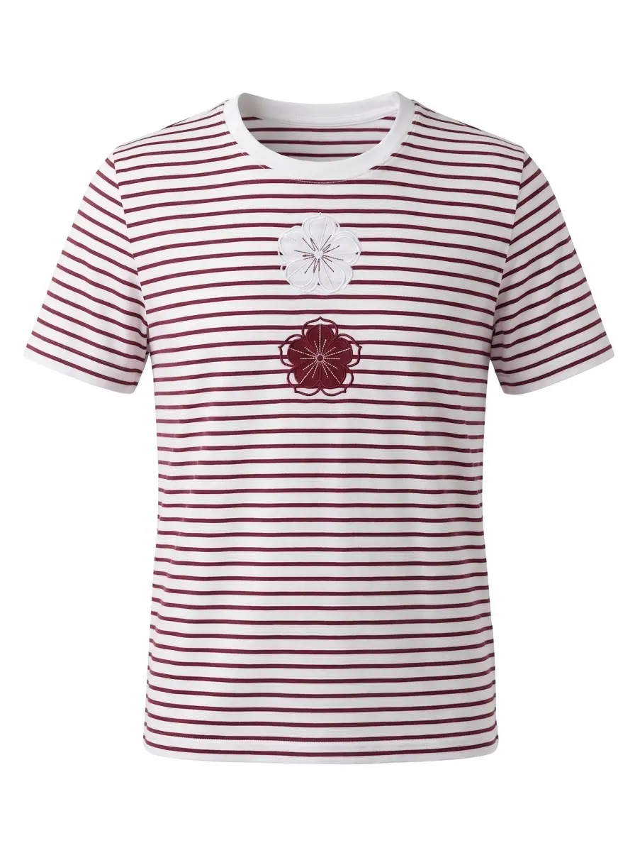 T-Shirt a righe con fiori