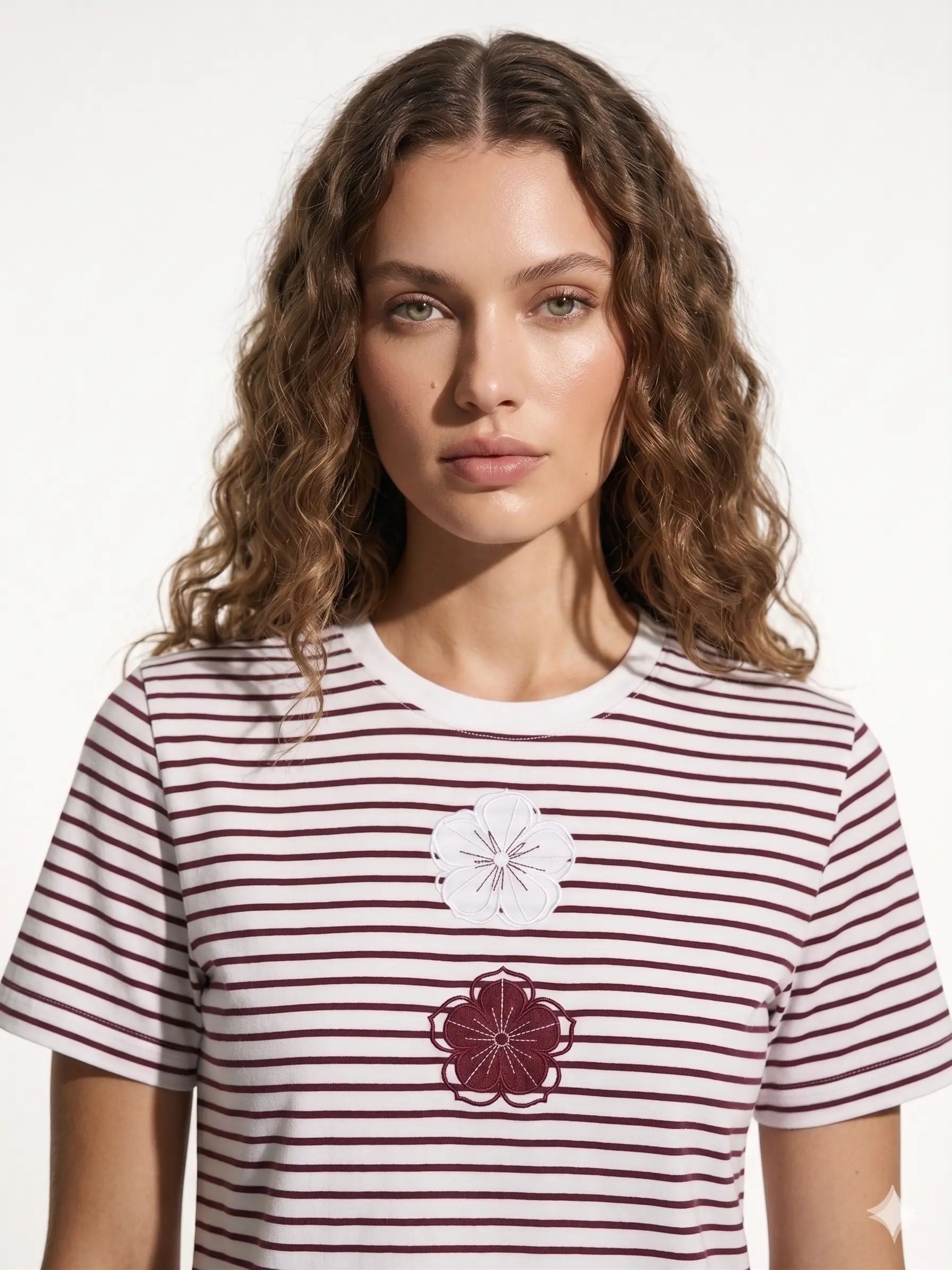 T-Shirt a righe con fiori - Image 2